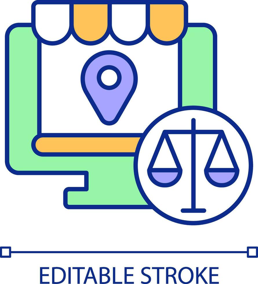 2d simples editável comércio eletrônico leis ícone representando cyber lei, isolado vetor, fino linha ilustração. vetor
