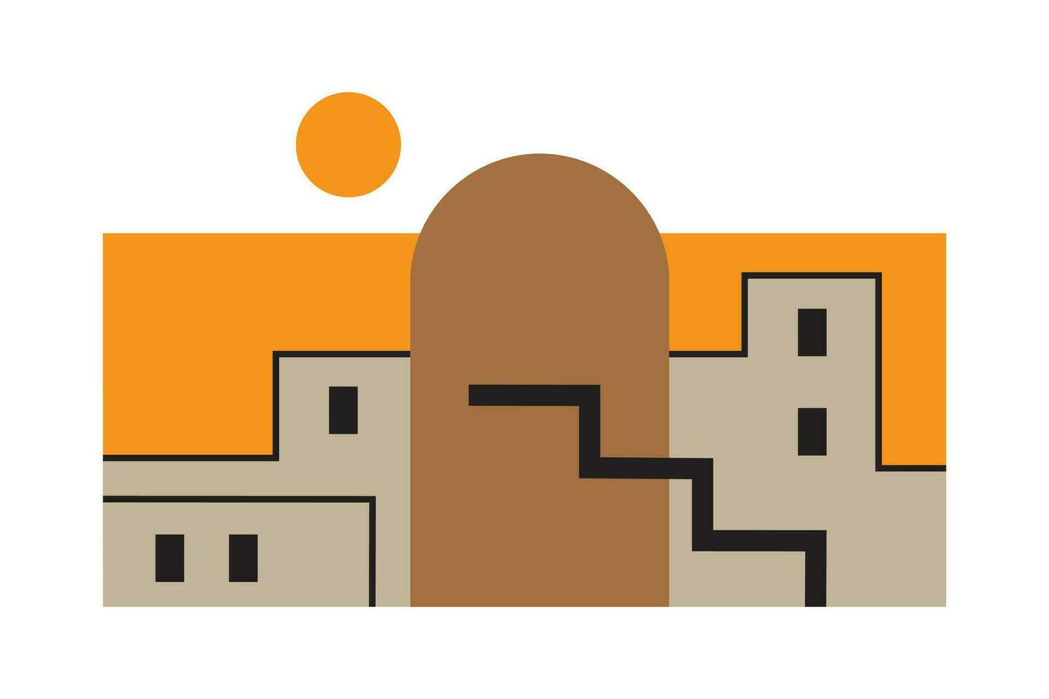 Marrocos mão desenhado vetor ilustração. abstrato composição do marroquino geométrico urbano africano panorama. viagem, histórico lugares. Projeto elemento para logotipo, cartão, poster, papel, imprimir. boho estilo