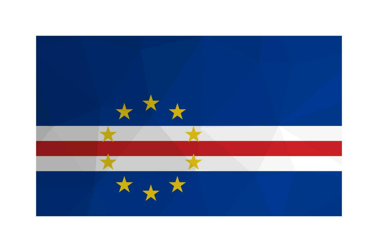 vetor isolado ilustração. nacional cabo verde bandeira com azul, vermelho, branco listras e amarelo estrelas. oficial símbolo do capa verde. criativo Projeto dentro baixo poli estilo com triangular formas