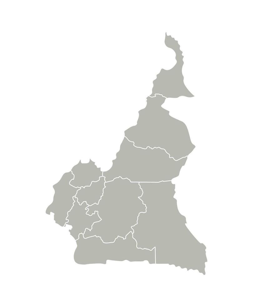 vetor isolado ilustração do simplificado administrativo mapa do Camarões. fronteiras do a regiões. cinzento silhuetas. branco esboço