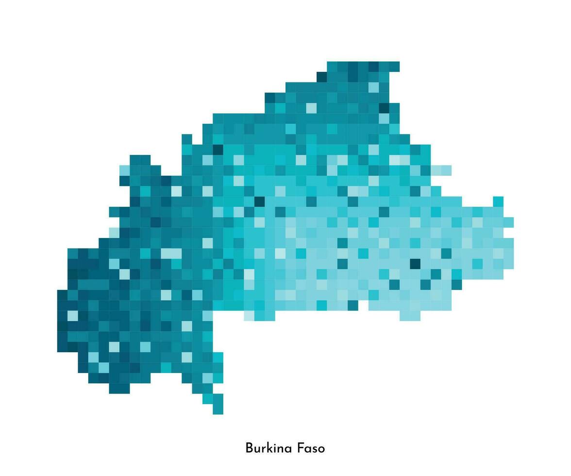vetor isolado geométrico ilustração com simplificado gelado azul silhueta do burkina faso mapa. pixel arte estilo para nft modelo. pontilhado logotipo com gradiente textura para Projeto em branco fundo