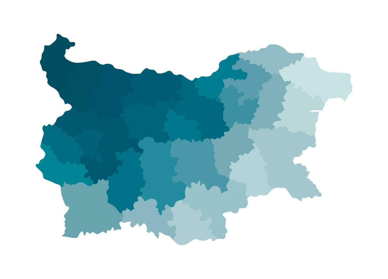 vetor isolado ilustração do simplificado administrativo mapa do Bulgária. fronteiras do a regiões. colorida azul cáqui silhuetas.