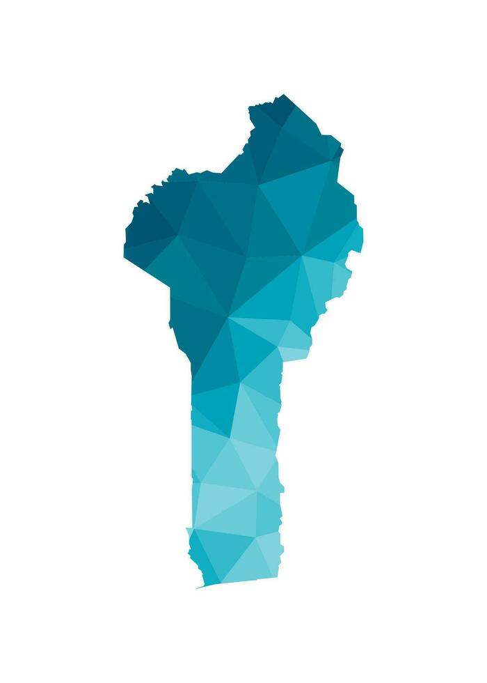 vetor isolado ilustração ícone com simplificado azul silhueta do república do benin mapa. poligonal geométrico estilo, triangular formas. branco fundo.