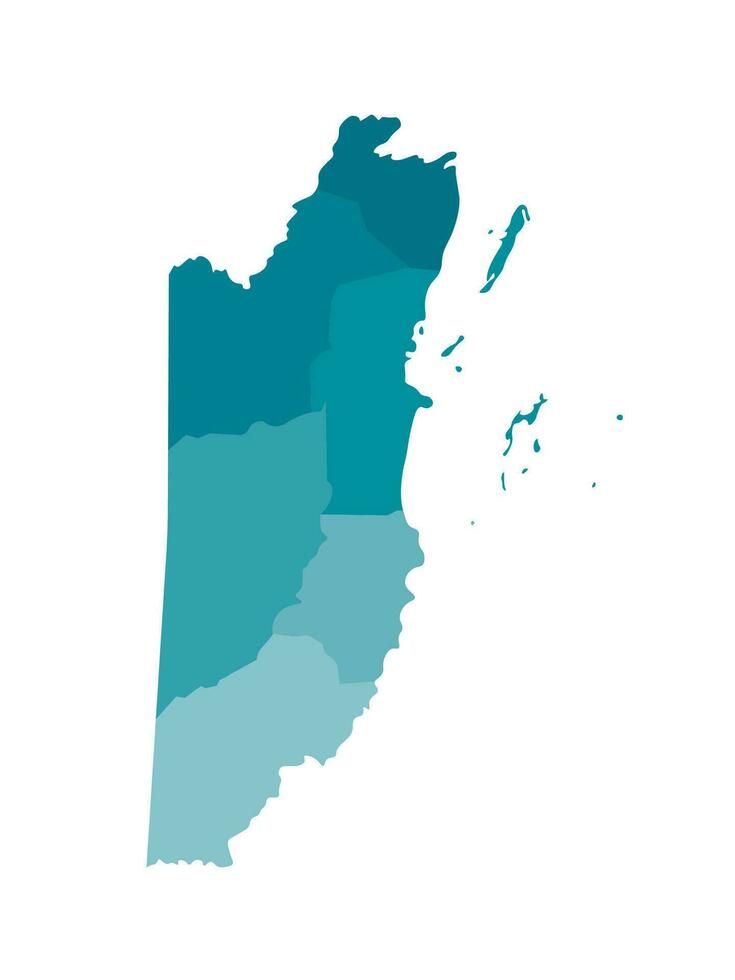 vetor isolado ilustração do simplificado administrativo mapa do belize. fronteiras do a distritos, regiões. colorida azul cáqui silhuetas