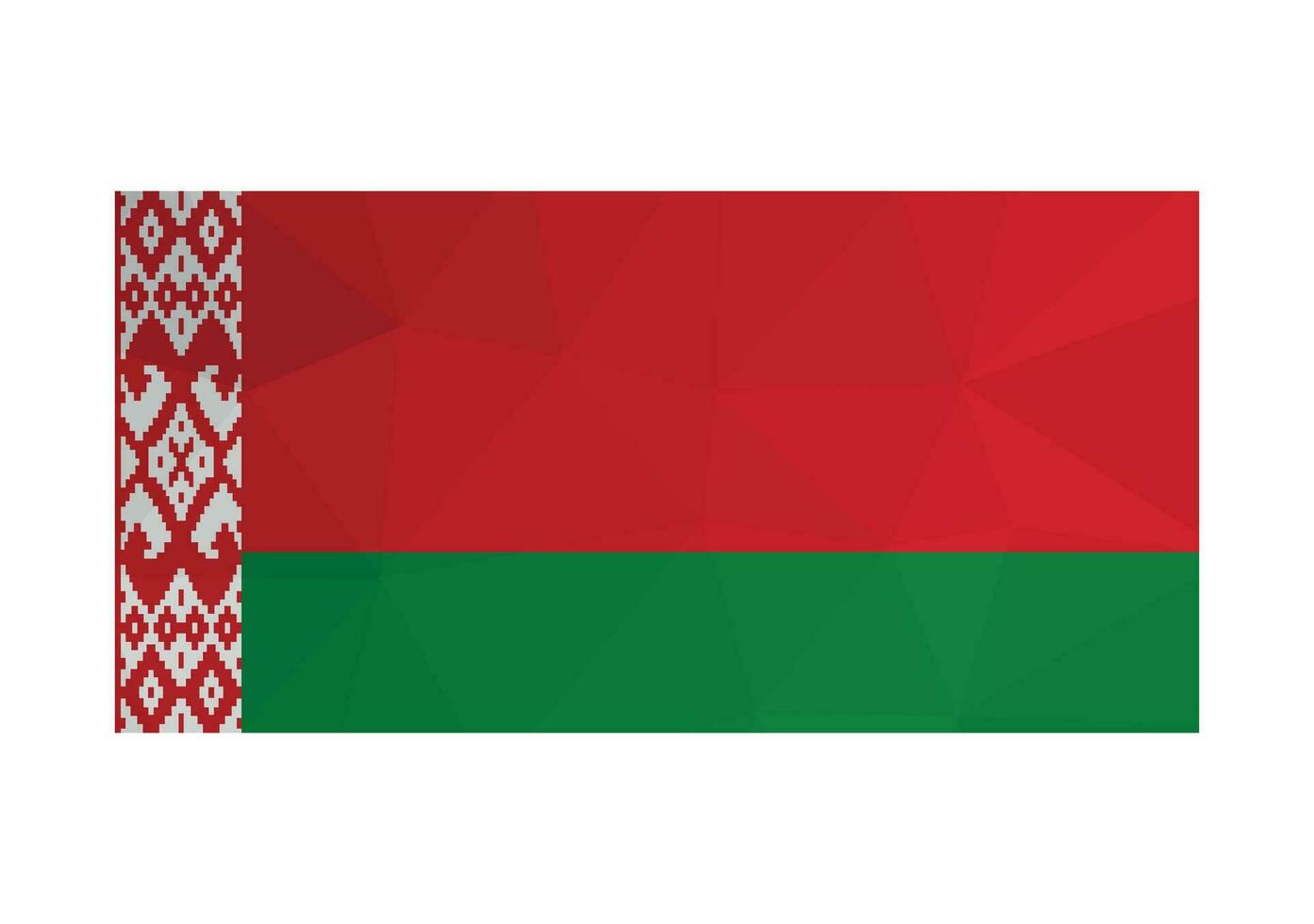 vetor ilustração. oficial bandeira do bielorrússia. nacional bandeira dentro vermelho e verde cores decorado de ornamental padronizar. Projeto dentro poligonal estilo com triangular formas