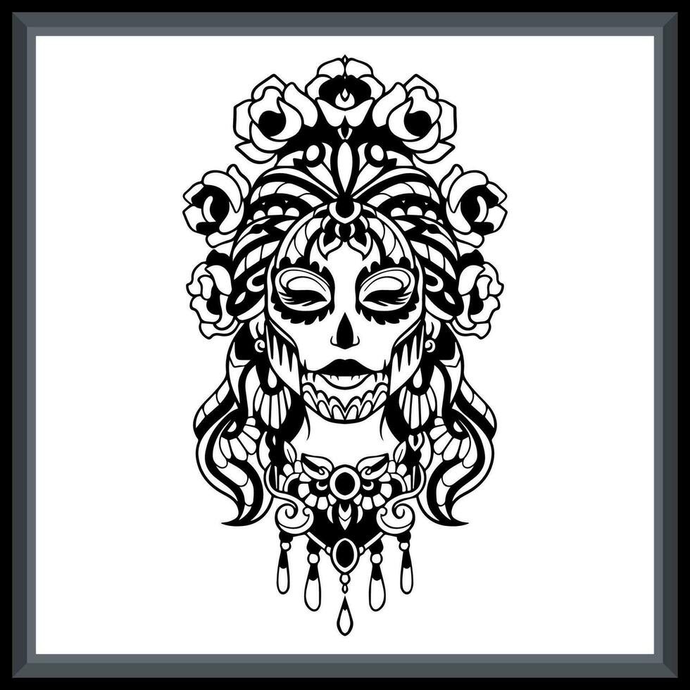 calavera cabeça tribal tatuagem mandala artes. vetor