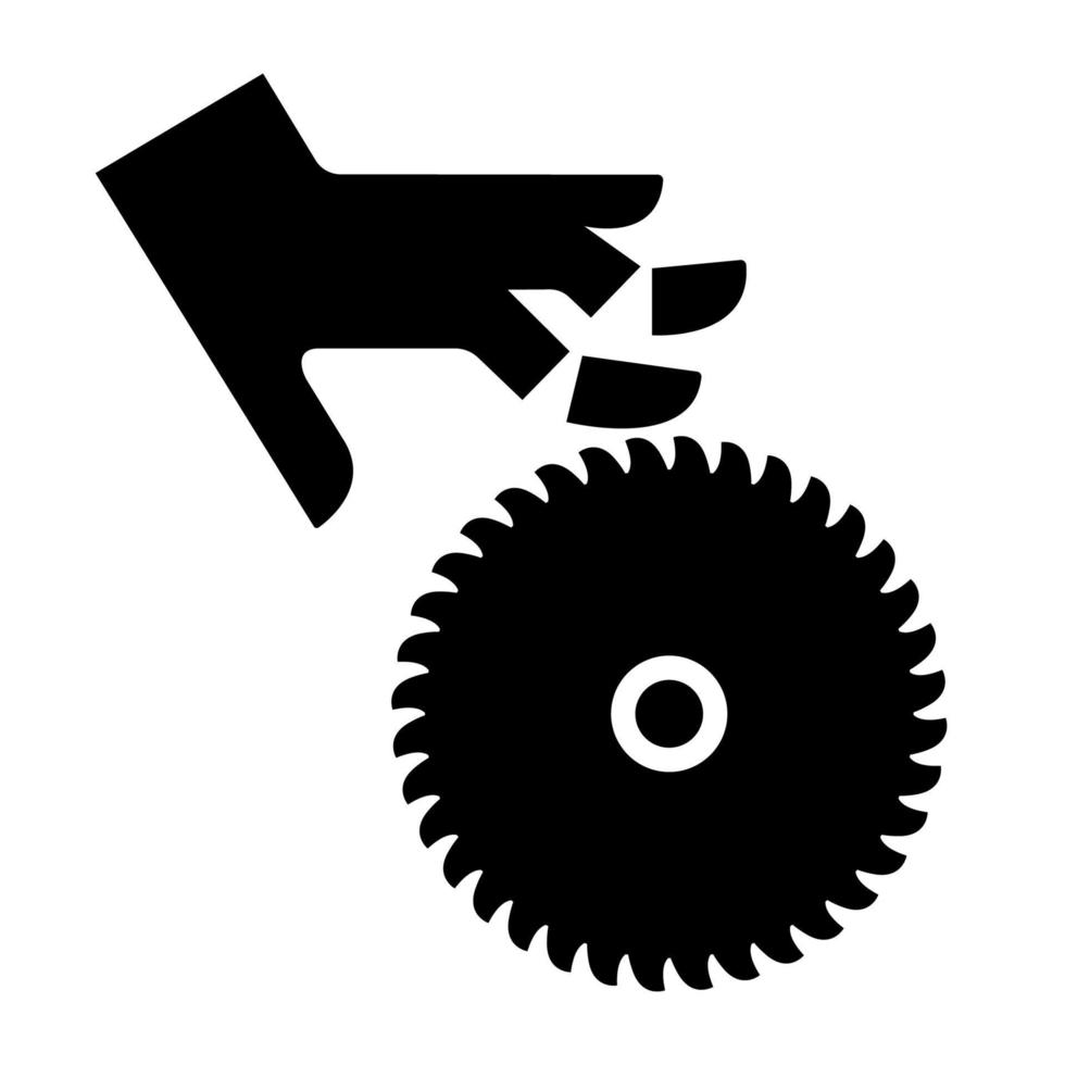 corte de dedos ou sinal de símbolo de lâmina giratória de mão isolado em fundo branco, ilustração vetorial vetor