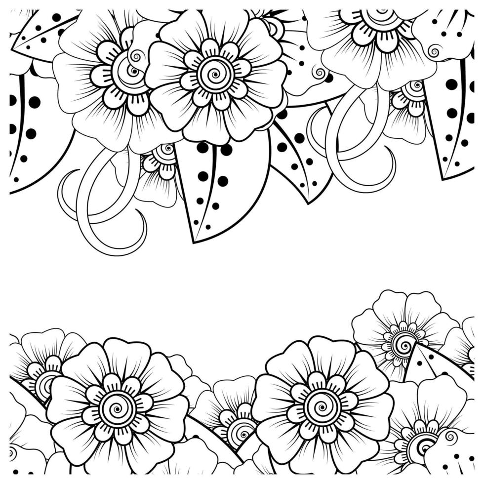 mehndi flor ornamento decorativo em estilo oriental étnico, ornamento de doodle, desenho de mão de contorno. página do livro para colorir. vetor