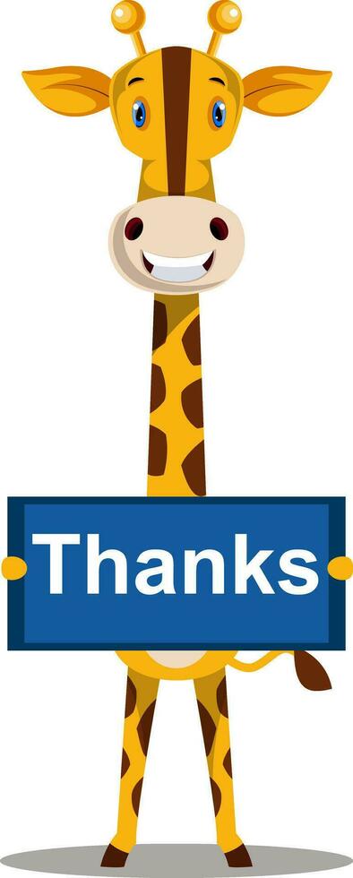 girafa com sinal de agradecimento, ilustração, vetor em fundo branco.