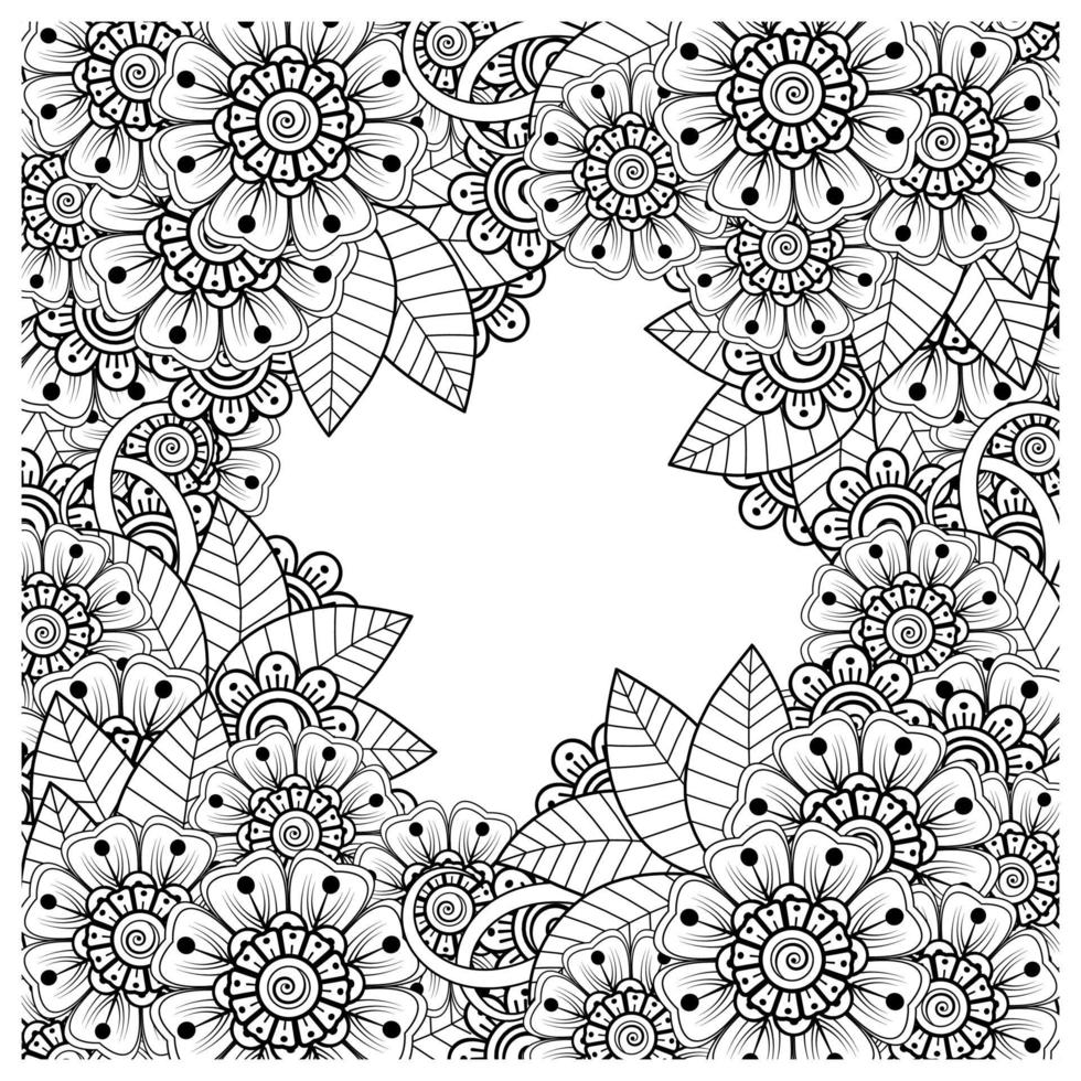 mehndi flor ornamento decorativo em estilo oriental étnico, ornamento de doodle, desenho de mão de contorno. página do livro para colorir. vetor