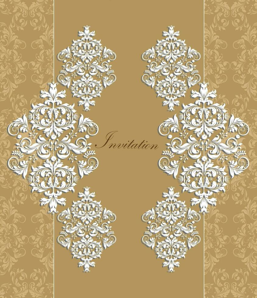 cartão de convite vintage com design floral abstrato retrô elegante ornamentado vetor