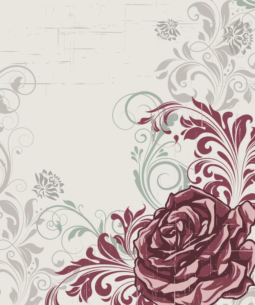 cartão de convite vintage com design floral abstrato retrô elegante ornamentado vetor