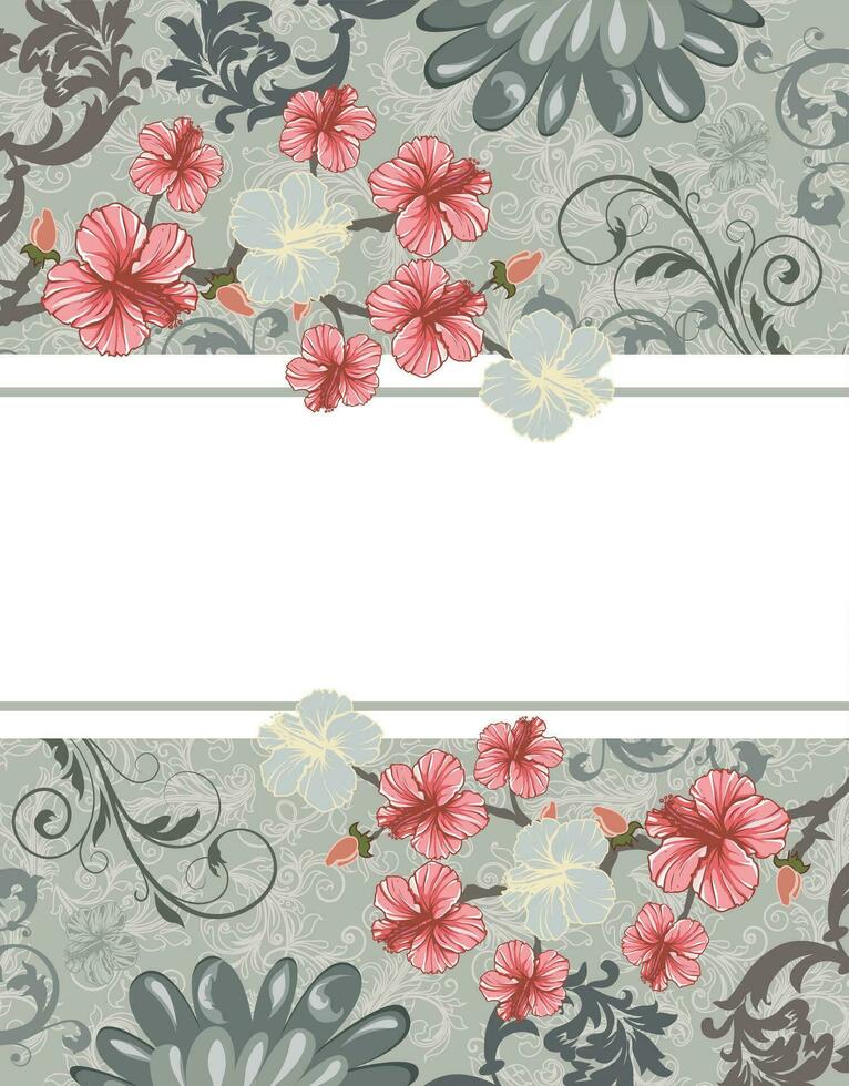 cartão de convite vintage com design floral abstrato retrô elegante ornamentado vetor