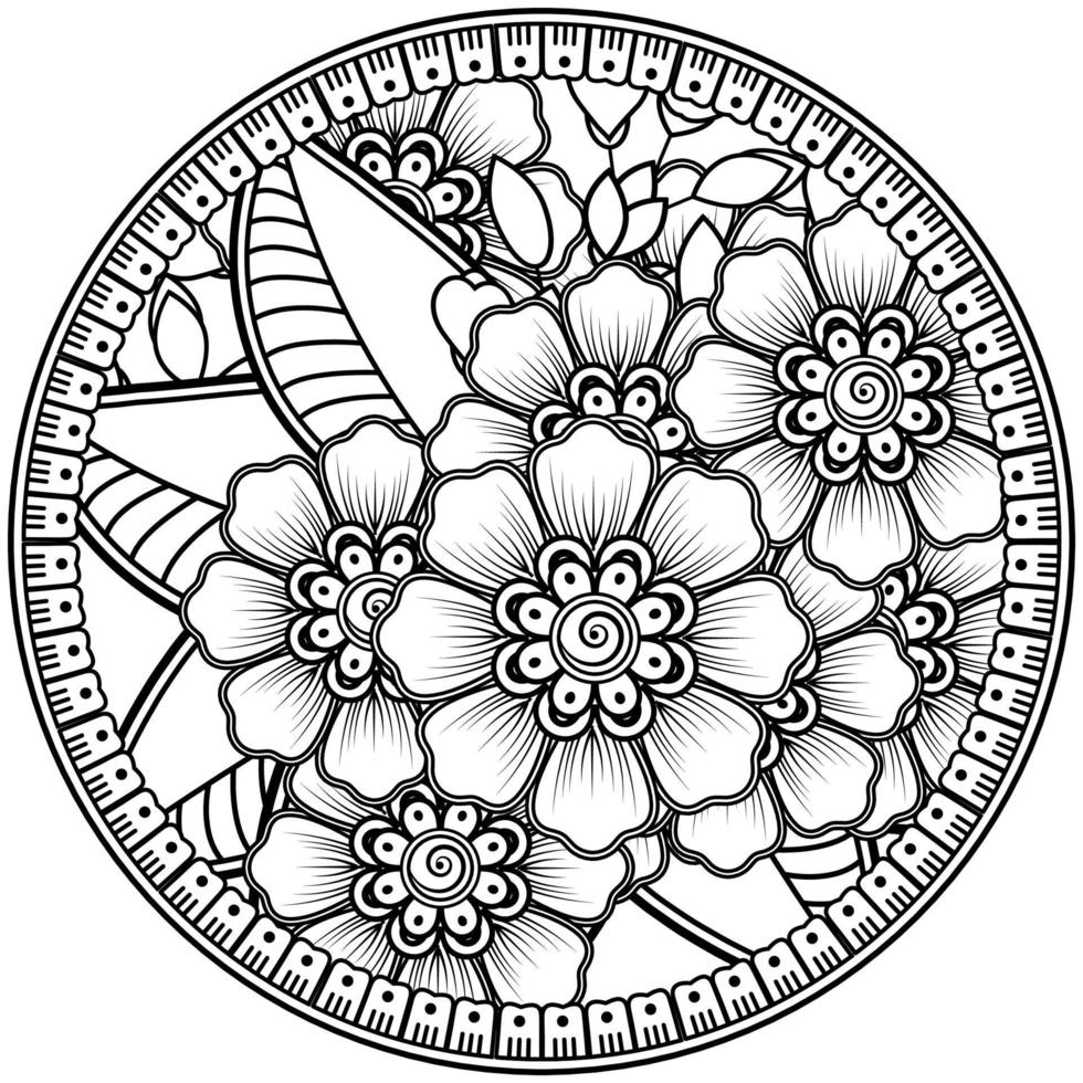 padrão circular em forma de mandala com flor para henna, mehndi, tatuagem, decoração. vetor