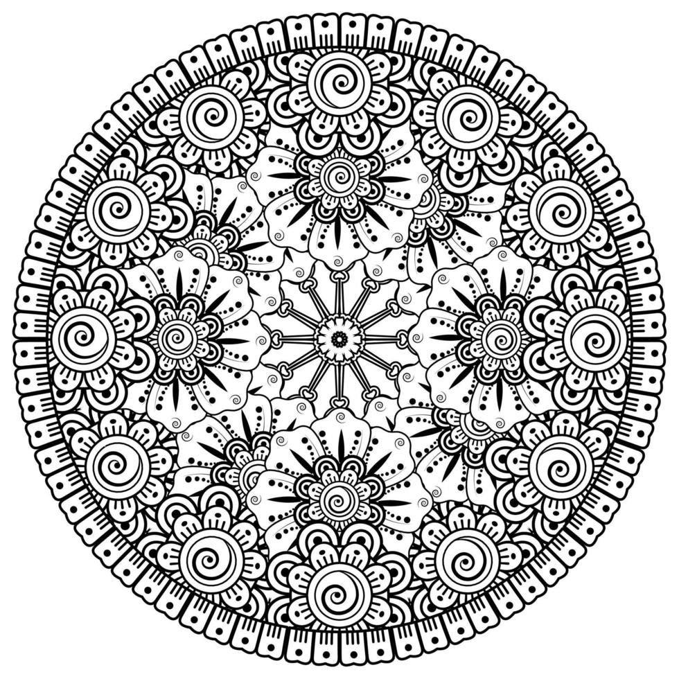 padrão circular em forma de mandala com flor para henna, mehndi, tatuagem, decoração. vetor