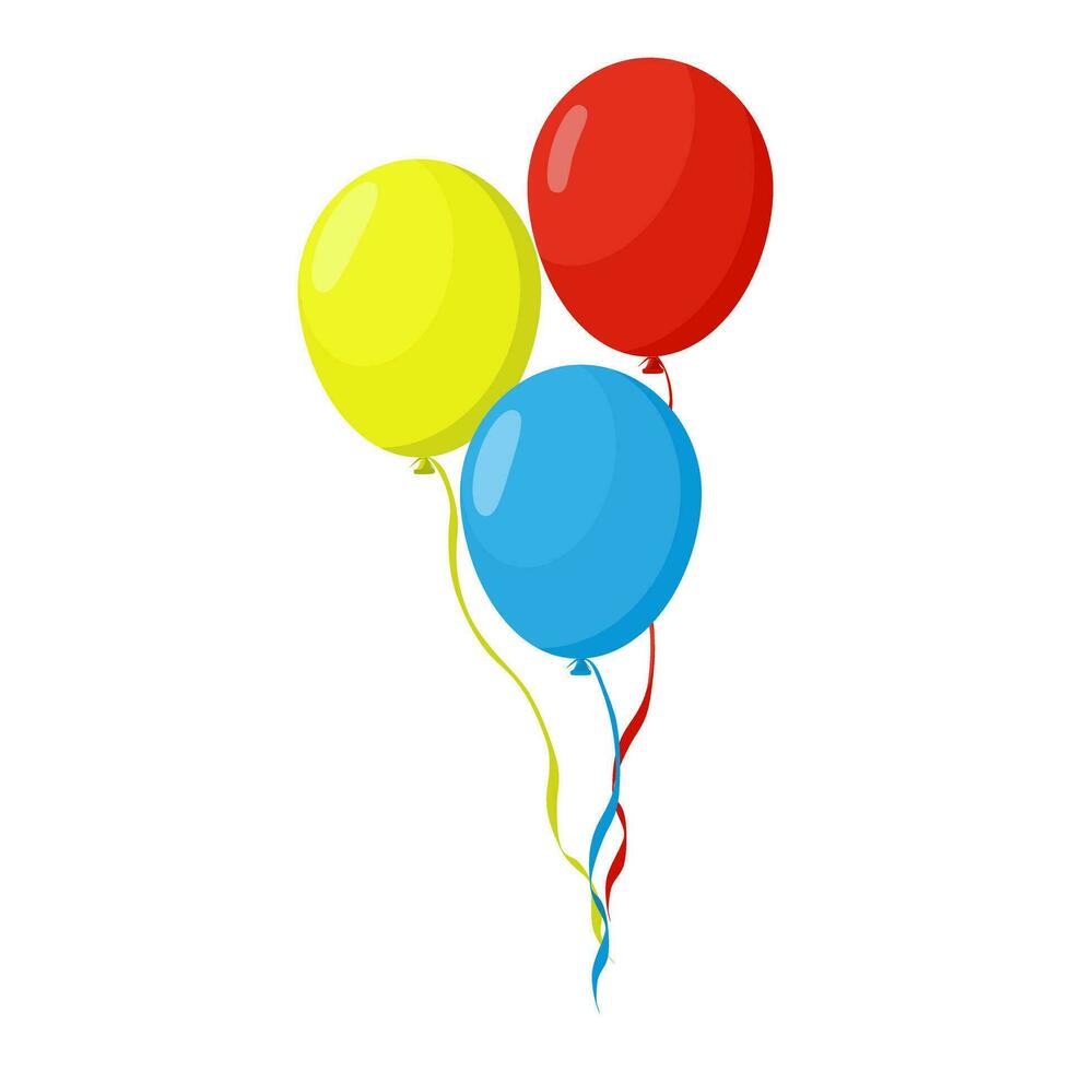 vermelho, amarelo, azul balão e isolado fundo vetor