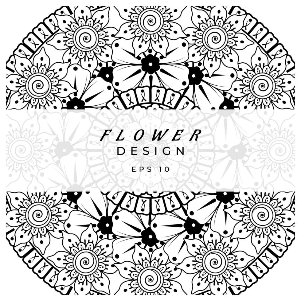 mehndi flor ornamento decorativo em estilo oriental étnico, ornamento de doodle, desenho de mão de contorno. página do livro para colorir. vetor