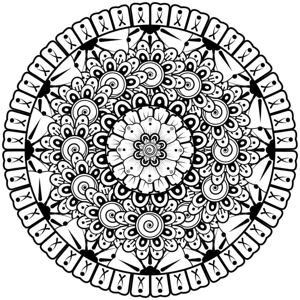 padrão circular em forma de mandala com flor para henna, mehndi, tatuagem, decoração. vetor