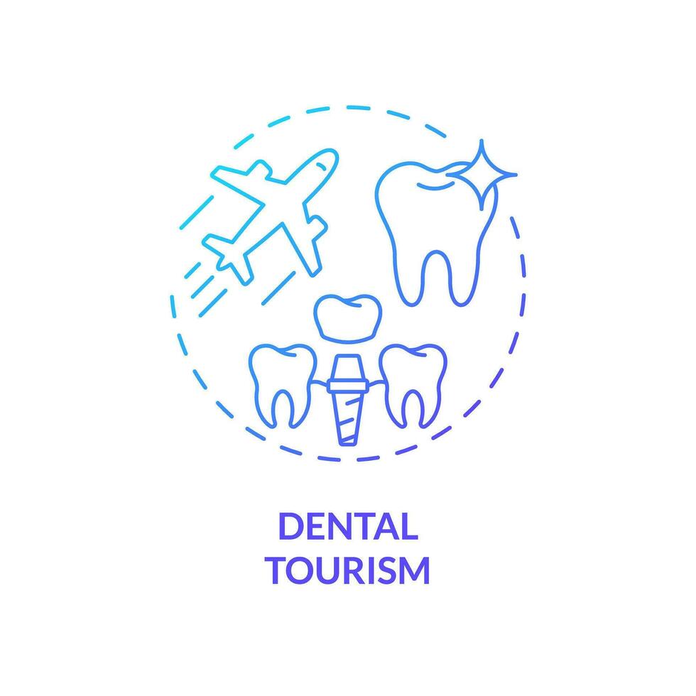 2d gradiente dental turismo ícone, simples isolado vetor, médico turismo fino linha ilustração. vetor