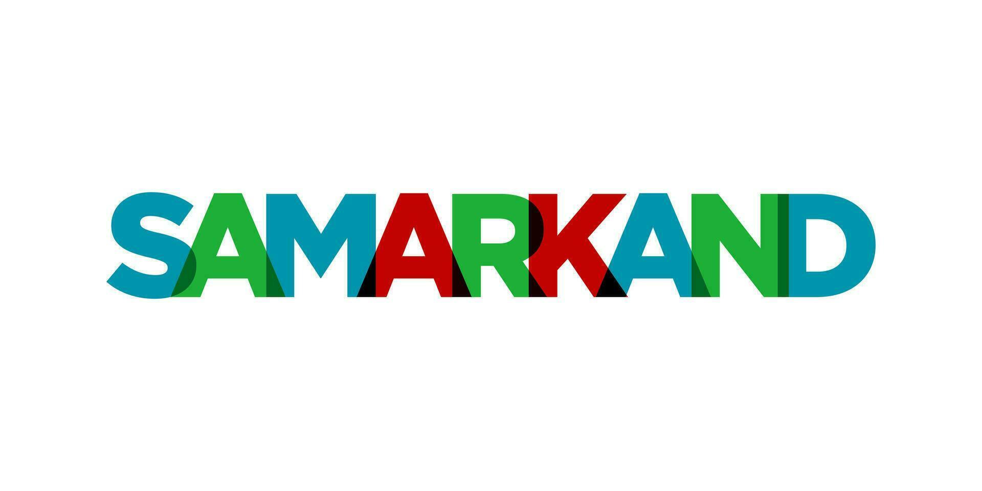 Samarcanda dentro a uzbequistão emblema. a Projeto características uma geométrico estilo, vetor ilustração com negrito tipografia dentro uma moderno Fonte. a gráfico slogan rotulação.