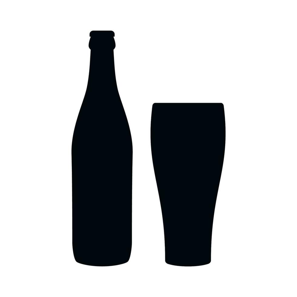 Cerveja garrafa e vidro ícone isolado em branco fundo. vetor ilustração