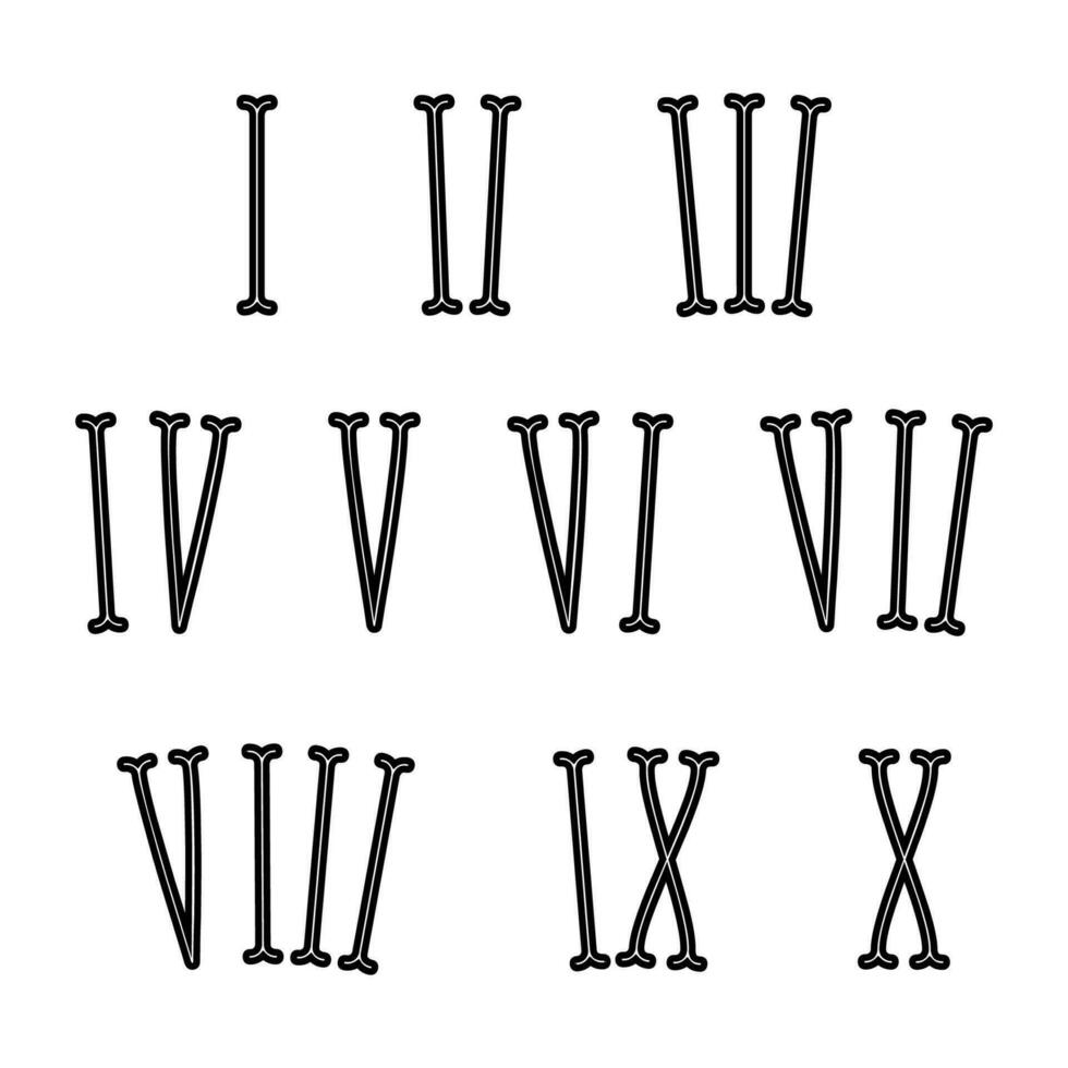 romano numerais conjunto isolado em branco fundo, vetor ilustração