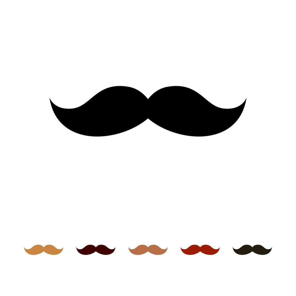 bigodes ícone silhueta isolado em branco fundo. homens diferente cores bigode cabelo. vetor ilustração