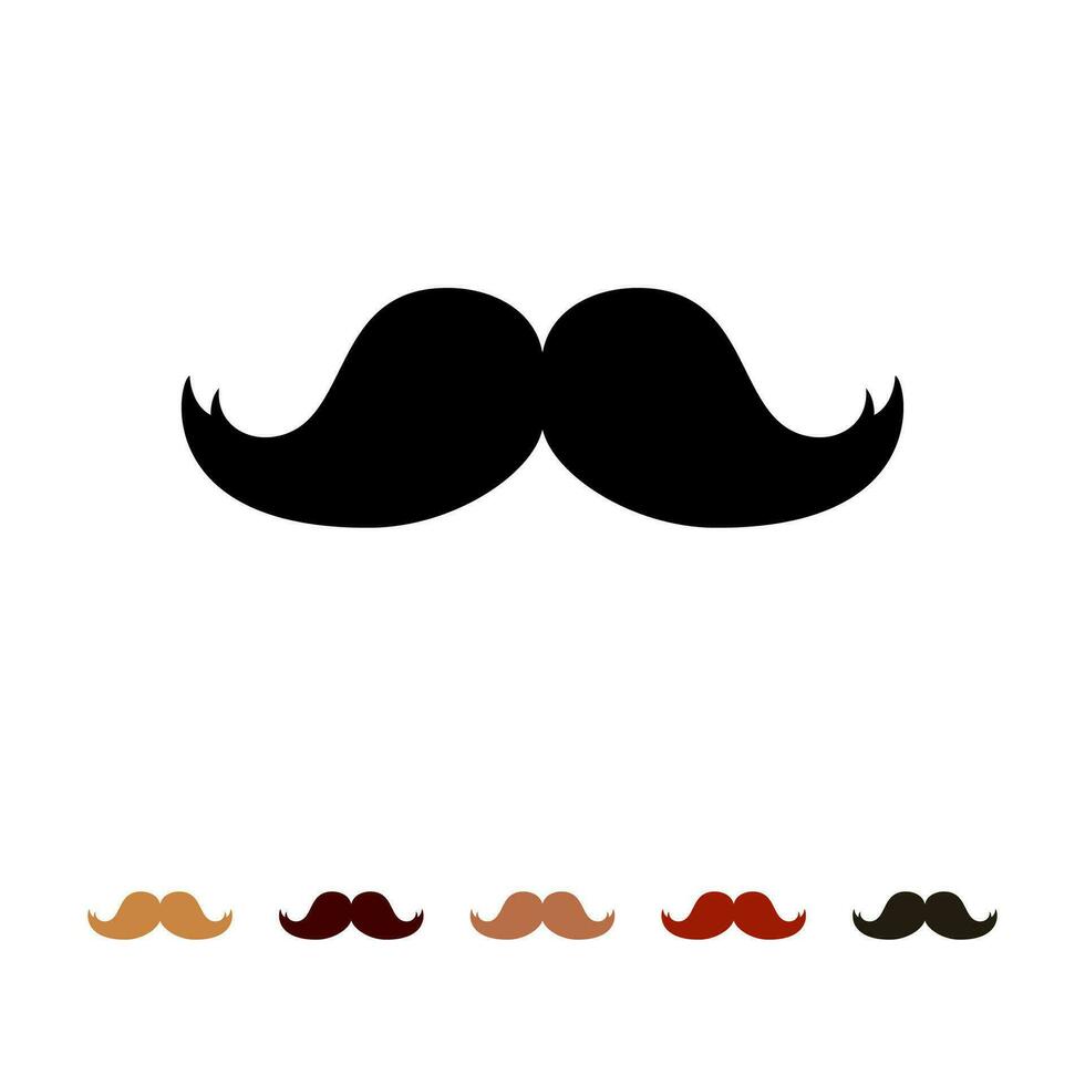 bigodes ícone silhueta isolado em branco fundo. homens diferente cores bigode cabelo. vetor ilustração