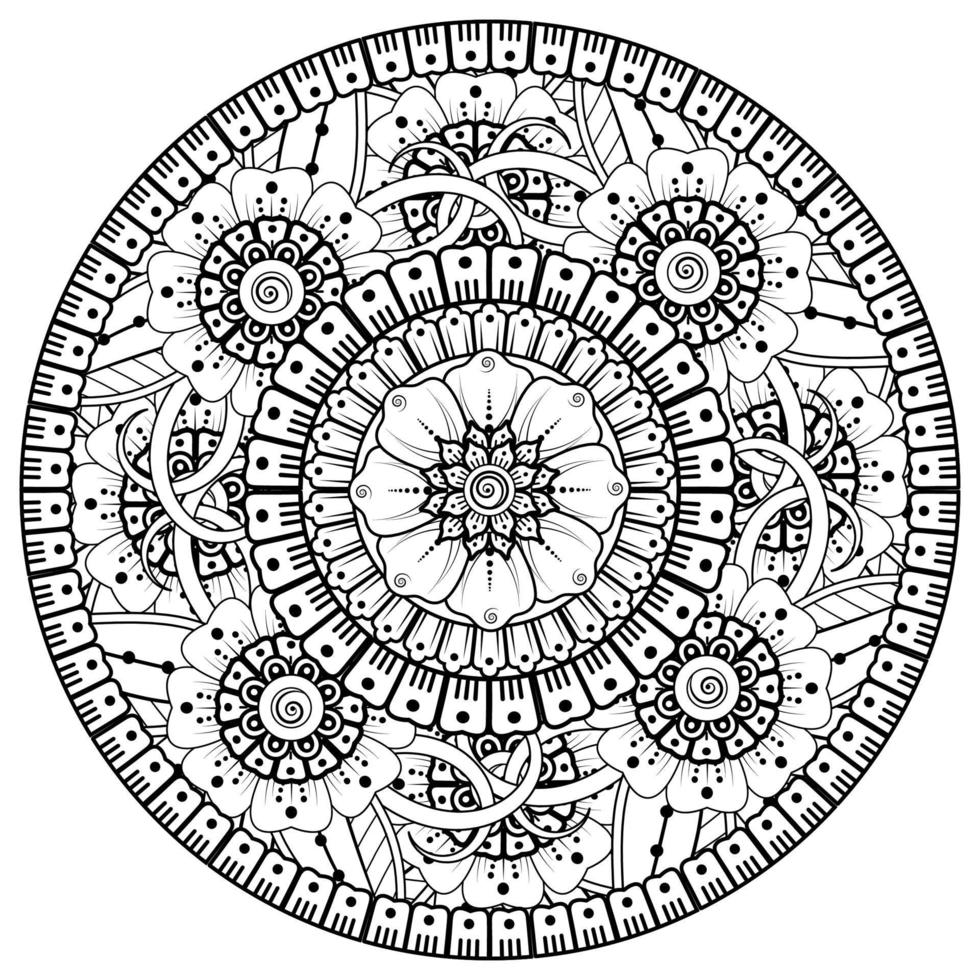 padrão circular em forma de mandala com flor para henna, mehndi, tatuagem, decoração. vetor