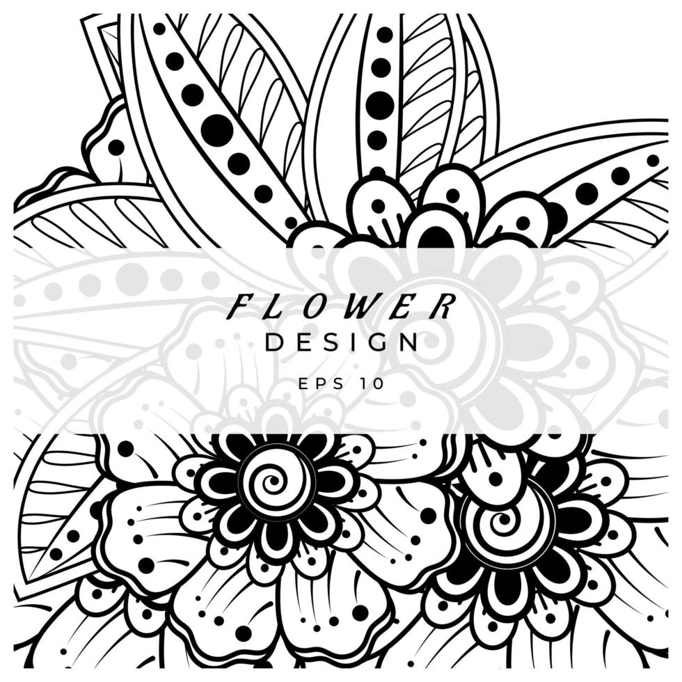 mehndi flor ornamento decorativo em estilo oriental étnico, ornamento de doodle, desenho de mão de contorno. página do livro para colorir. vetor