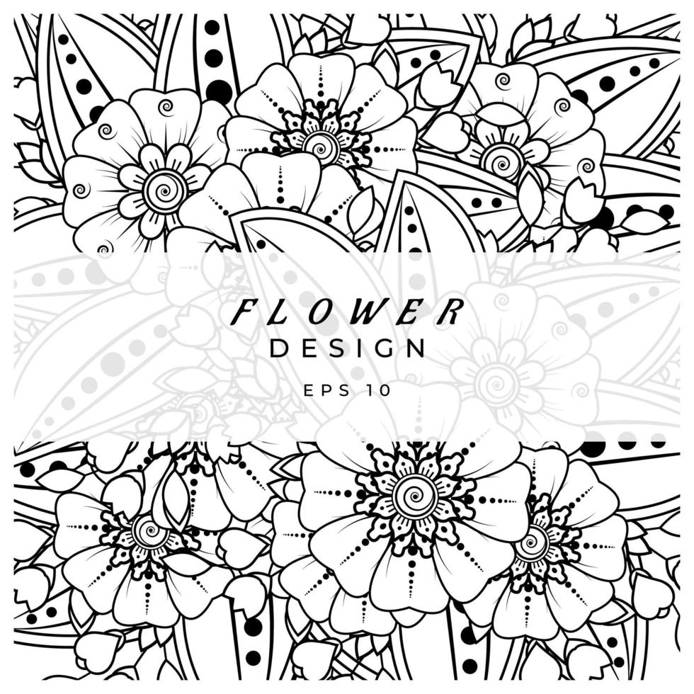 mehndi flor ornamento decorativo em estilo oriental étnico, ornamento de doodle, desenho de mão de contorno. página do livro para colorir. vetor