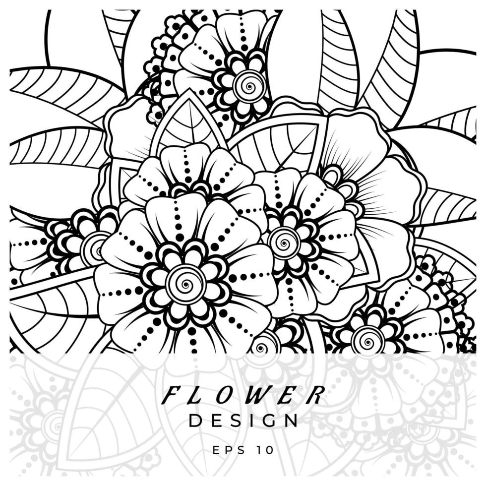 mehndi flor ornamento decorativo em estilo oriental étnico, ornamento de doodle, desenho de mão de contorno. página do livro para colorir. vetor