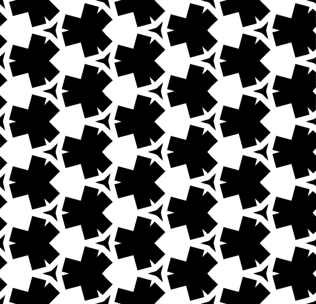 padrão abstrato sem costura preto e branco. fundo e pano de fundo. projeto ornamental em tons de cinza. ornamentos em mosaico. ilustração gráfica vetorial. vetor