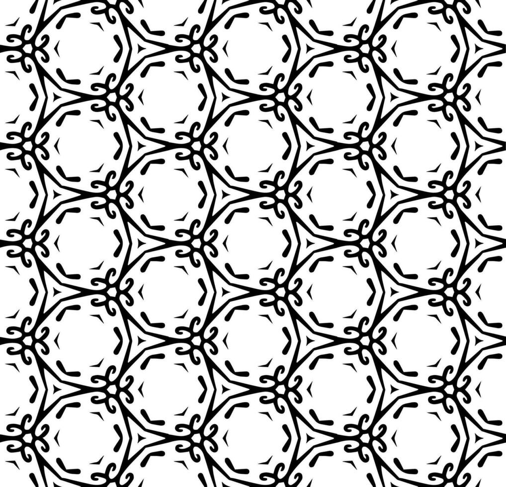 padrão abstrato sem costura preto e branco. fundo e pano de fundo. projeto ornamental em tons de cinza. ornamentos em mosaico. ilustração gráfica vetorial. vetor