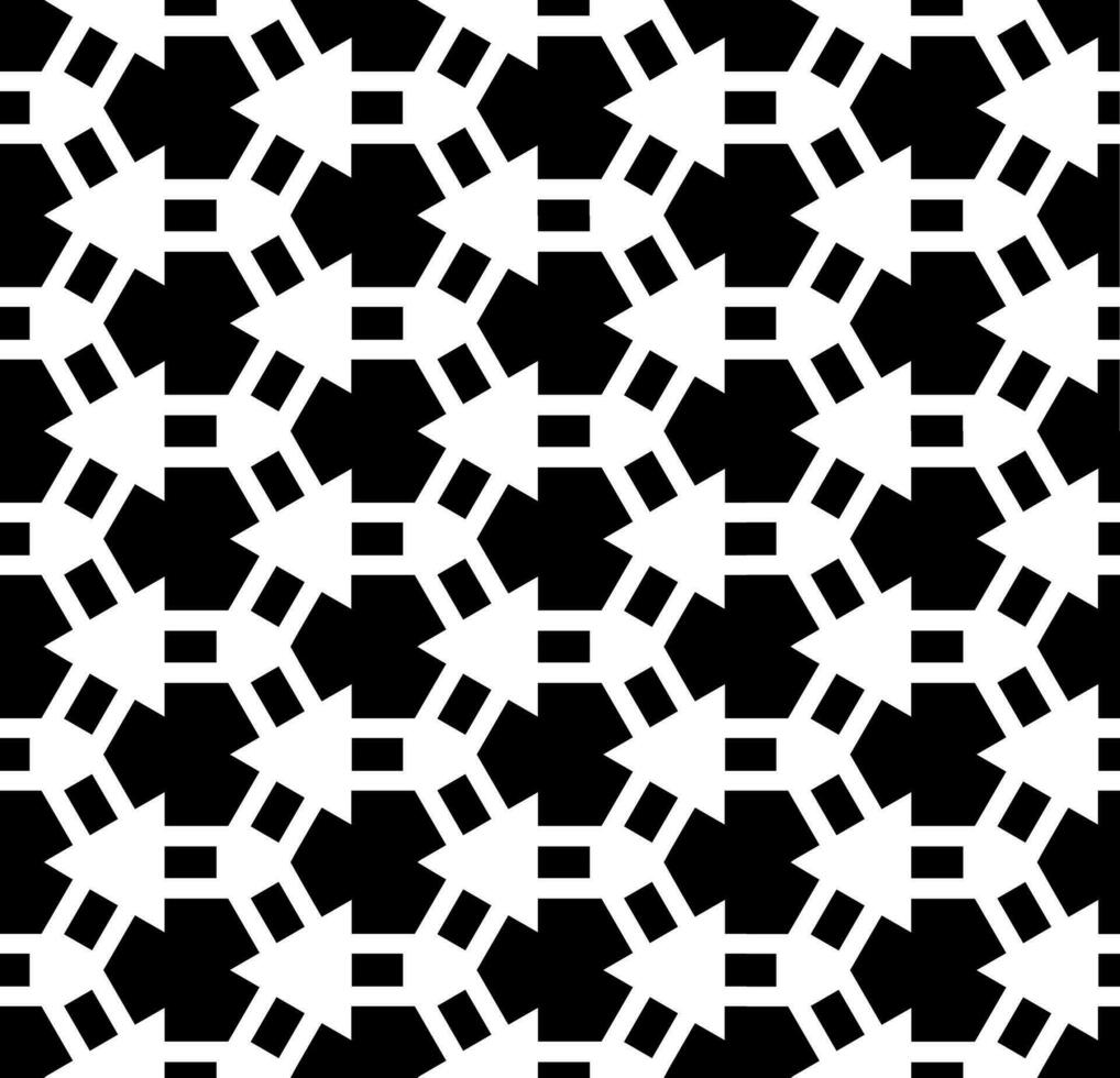 padrão abstrato sem costura preto e branco. fundo e pano de fundo. projeto ornamental em tons de cinza. ornamentos em mosaico. ilustração gráfica vetorial. vetor