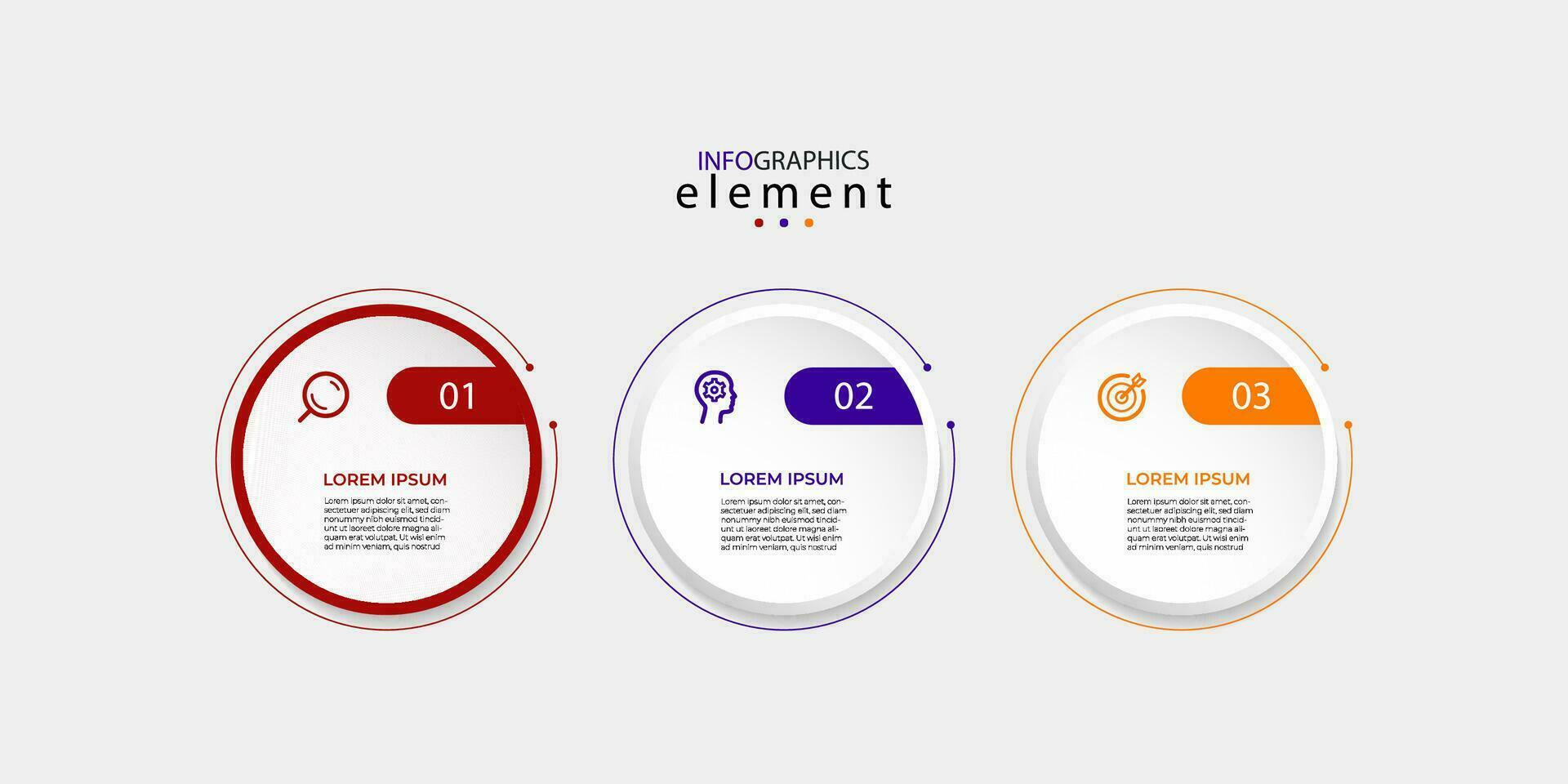 vetor de modelo de design de infográfico de negócios moderno com ícones e 3 opções ou etapas. pode ser usado para diagrama de processo, apresentações, layout de fluxo de trabalho, banner, fluxograma, info graph.eps10 vector