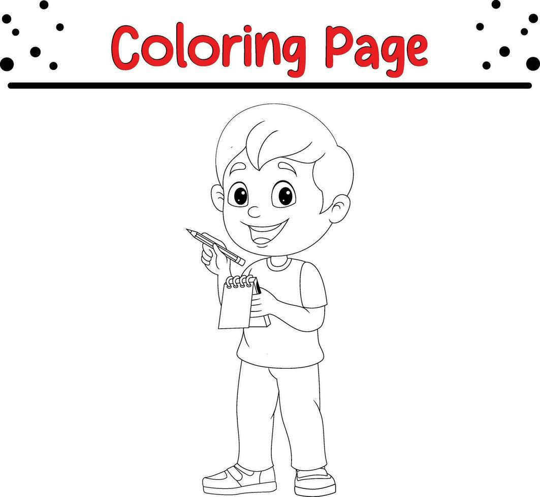 Garoto segurando pipa coloração página vetor