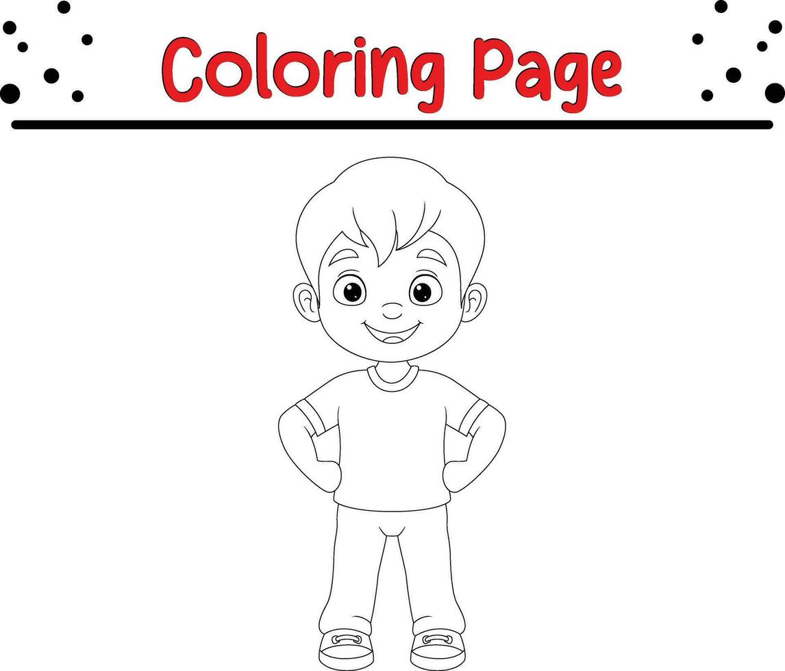 pequeno Garoto coloração página para crianças vetor
