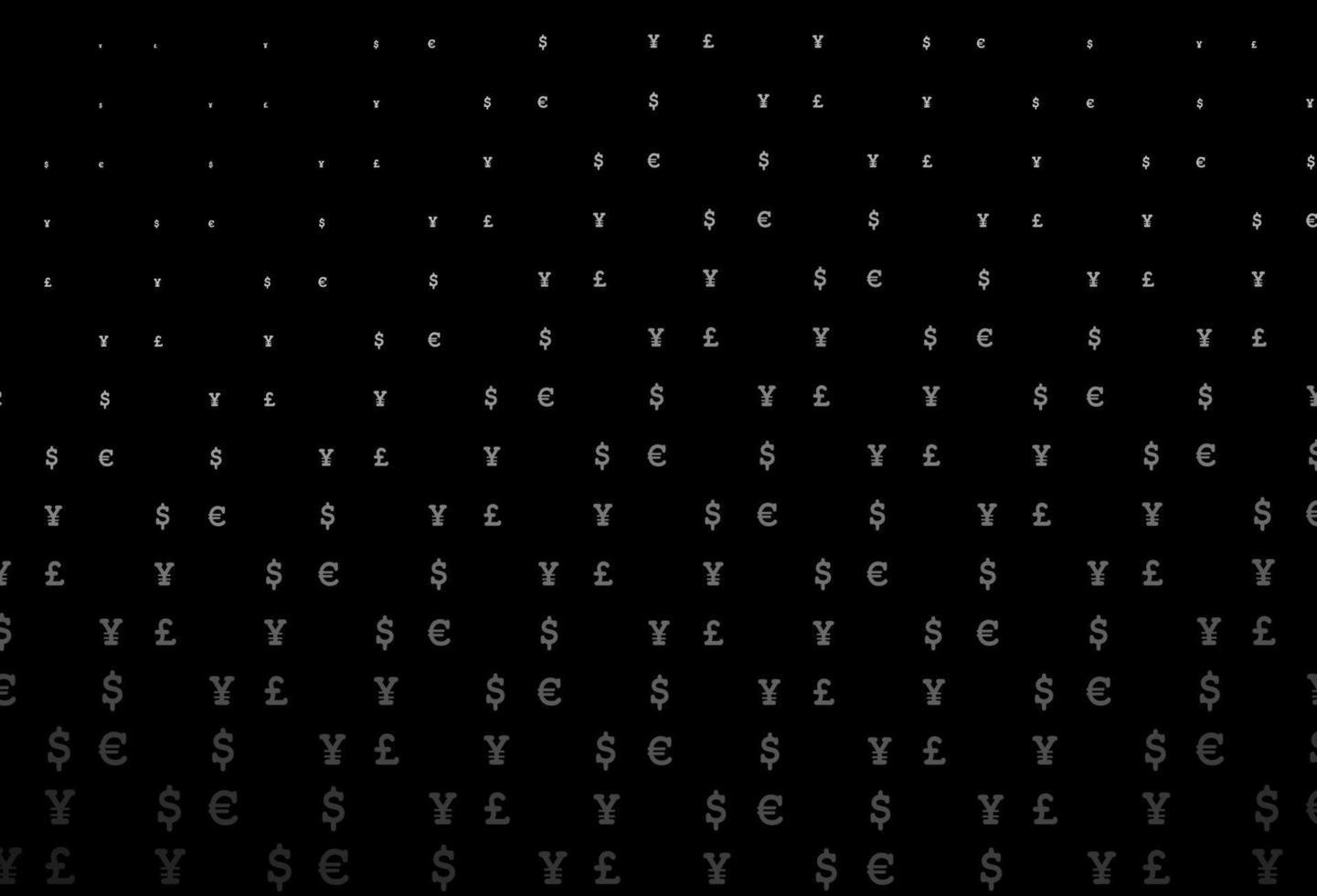 fundo cinza escuro do vetor com eur, usd, gbp, jpy.