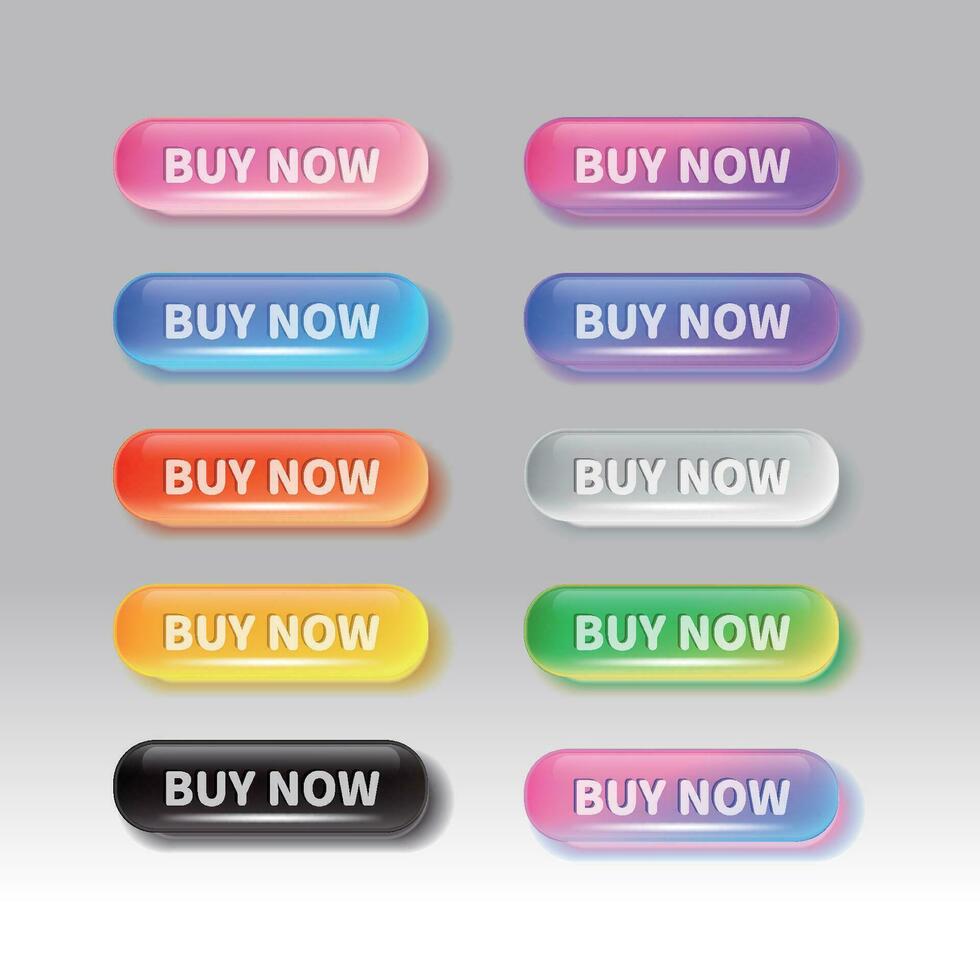 uma conjunto do botões com diferente cores e vidro textura vetor