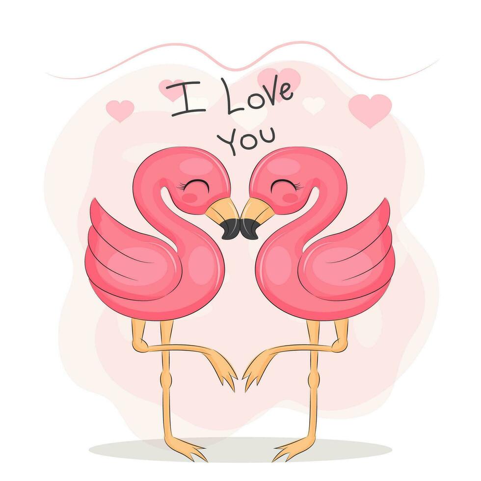 fofa namorados casal Rosa flamingo vetor