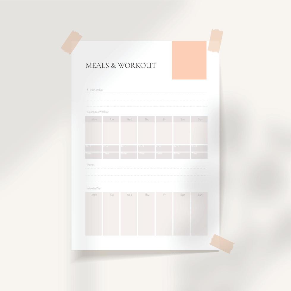 modelo de planejador, elementos vetoriais para calendários e organizadores, páginas de diário com rastreador de hábitos, planejador semanal, metas anuais, tarefas diárias vetor