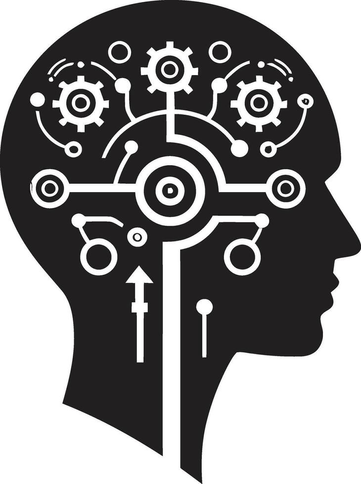 binário visão vetor ai logotipo neurotecnologia emblema concepção ai ícones
