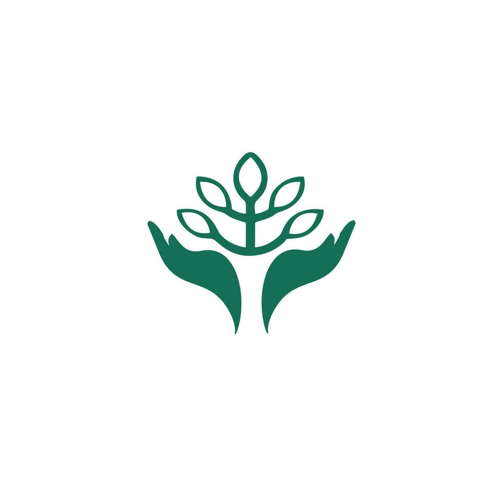 mão com plantar logotipo. crescimento conceito. eco amigáveis símbolo. eco vetor ilustração.