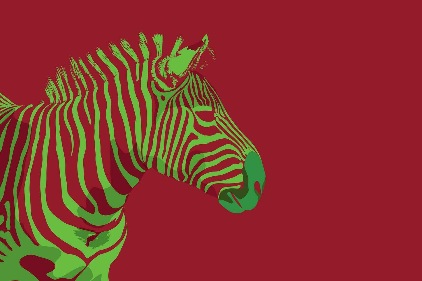 vermelho e verde duotônico zebra vetor