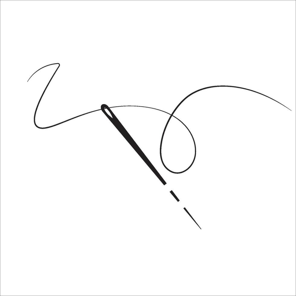 alfaiate agulha e cheio de curvas fio silhueta linha ícone vetor ilustração