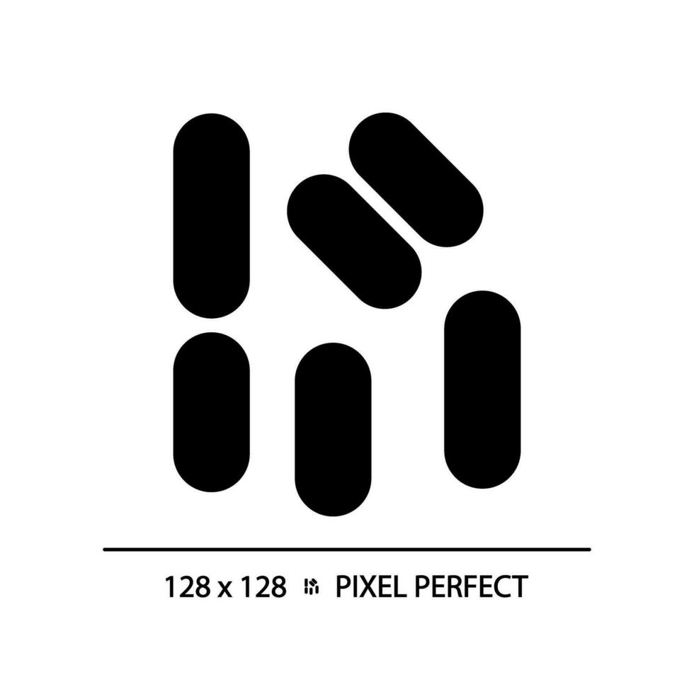 2d pixel perfeito glifo estilo bacilos ícone, isolado vetor, simples silhueta ilustração representando bactérias. vetor