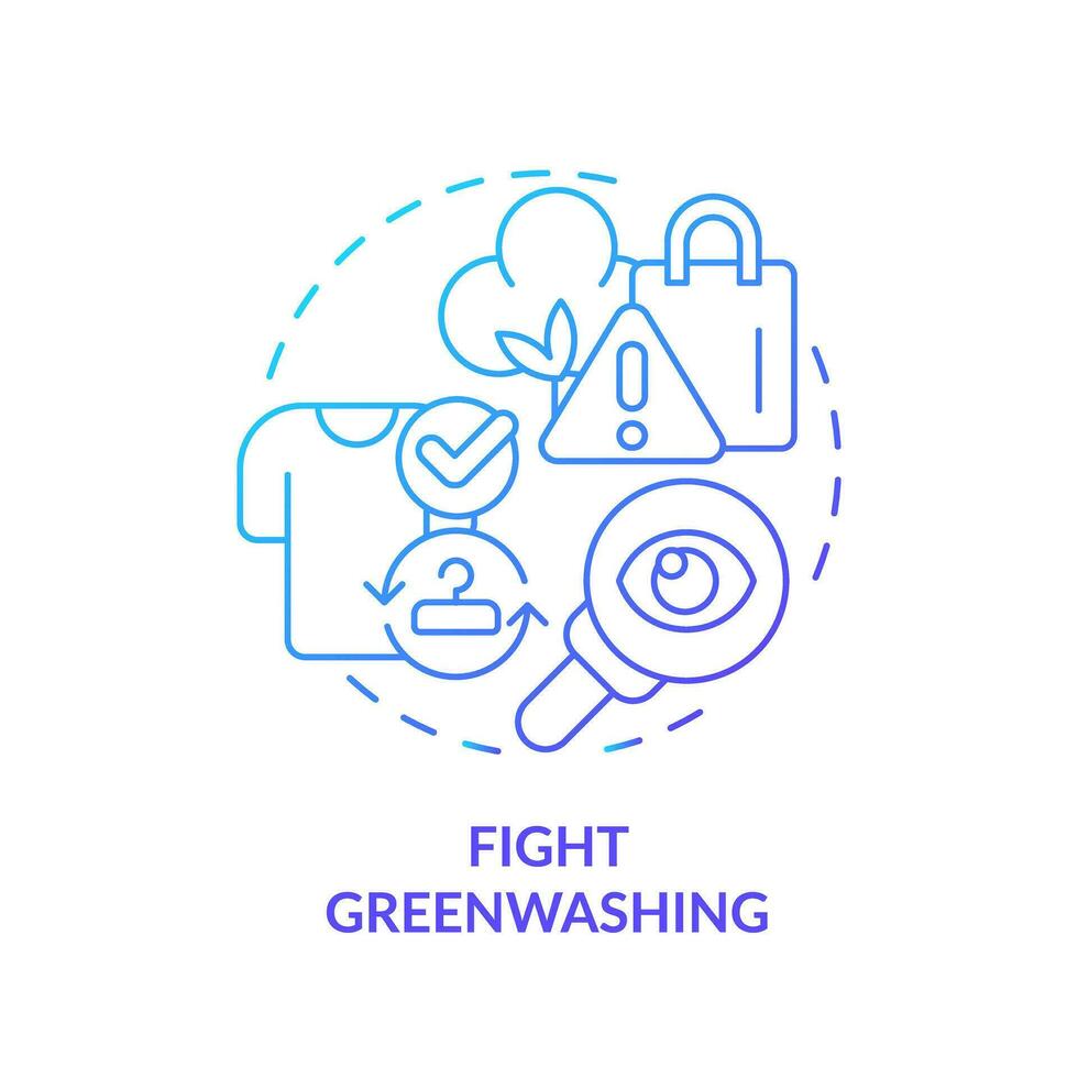 2d gradiente ícone luta greenwashing conceito, simples isolado vetor, sustentável moda fino linha azul ilustração. vetor