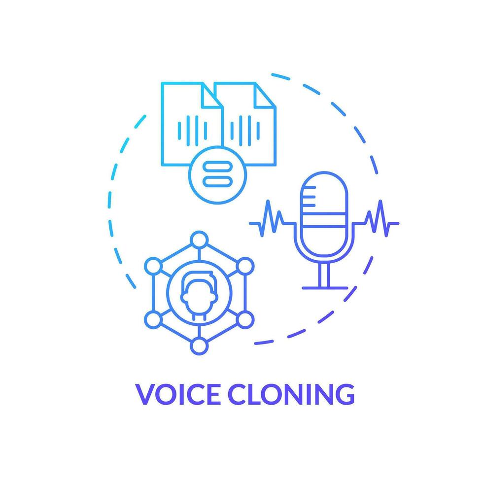 2d voz clonagem fino linha gradiente ícone conceito, isolado vetor, azul ilustração representando voz assistente. vetor