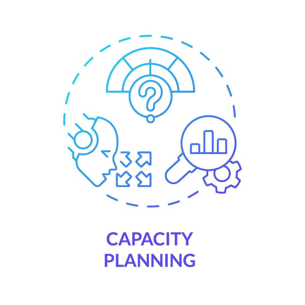 2d capacidade planejamento gradiente ícone representando ai ops, isolado vetor, azul fino linha ilustração. vetor